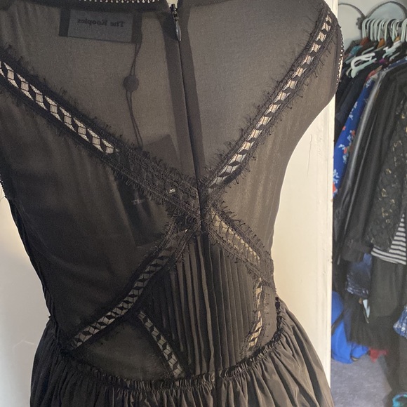 The kooples black dress size xs chiffon lace taffeta - Picture 6 of 10
